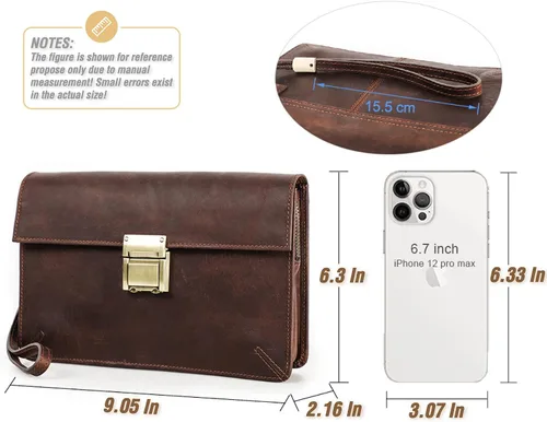 Vista 4 de Funda de piel de grano superior para hombre y mujer, múltiples bolsillos/ranuras, RFID de gran capacidad para tarjetas, cheques, dinero, pasaporte