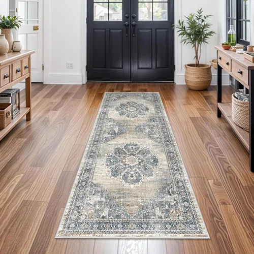 Vista 29 de YOUFORTONG Alfombra Lavable de 2 x 3 Pulgadas para Entrada: Alfombra Antideslizante Vintage para Interiores con Respaldo de Goma para Sala de Estar