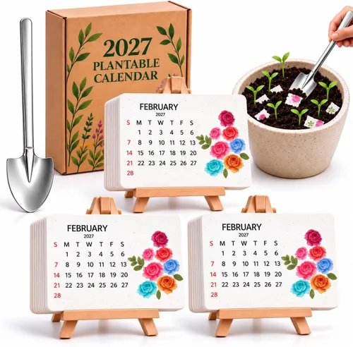 Vista 9 de Plantable Seed Calendar 2027 with Stand and Mini Shovel (1)