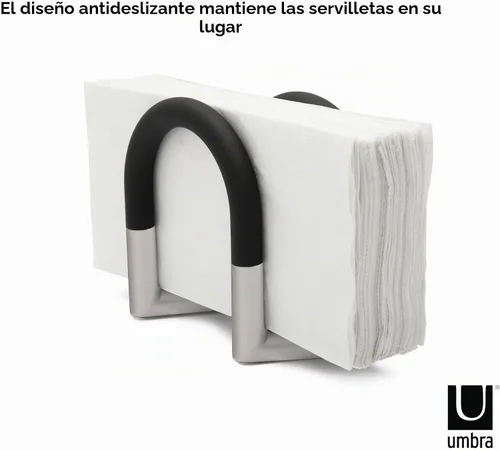 Vista 4 de Umbra servilletero giratorio Metal, spring mechanism, adjustable arms, space saving storage, modern design, easy to use, recycled plastic