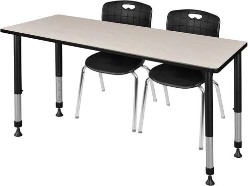 Vista 14 de Regency Kee - Juego de mesa de aula ajustable en altura con dos sillas Andy de 18 pulgadas, 60 x 30 pulgadas, cereza/negro Cerezo/Negro