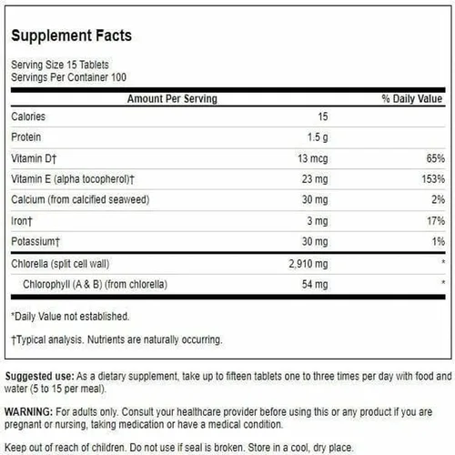Vista 2 de Swanson Chlorella 194 mg 1500 Tabs