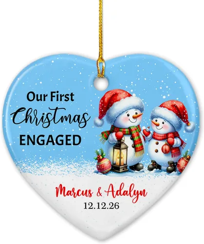 Vista 20 de Adorno de cerámica de 2 años de Navidad 2025, adorno de cerámica personalizado para parejas, regalo para parejas, aniversario, boda, señor Sra.