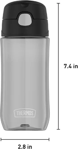 Vista 6 de THERMOS FUNTAINER Botella de hidratación de plástico de 16 onzas con boquilla, color negro (paquete de 6)