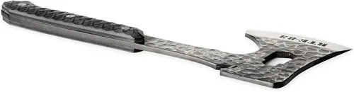 Vista 2 de ROUTE83 - Cuchillos martillados a mano con hacha táctica de hacha Tomahawk chapada en titanio con funda Kydex