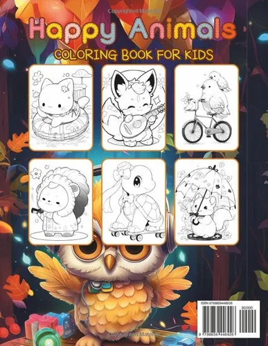 Vista 2 de Happy Animals COLORING BOOK FOR KIDS Age 612