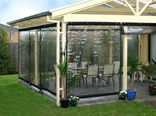 Vista 3 de Toldo transparente impermeable de grado comercial de 0.020 in de TPU enrollable para patio (8 x 4 pies)