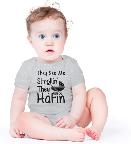 Vista 2 de AW Fashions They See Me Strolli' They Hatin Body Recién Nacido Niño Trajes Lindo Mameluco Ropa Bebé Niña