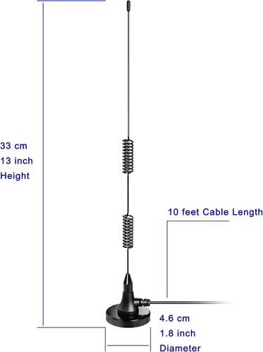 Vista 4 de Bingfu Doble banda VHF UHF 136-174MHz 400-470MHz Handheld Two Way Ham Radio Antena de base magnética SMA Antena macho para Walkie Talkie Icom Yaesu
