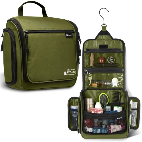 Vista 11 de Bolsa de aseo de viaje para hombres y mujeres - Organizador grande colgante de artículos de tocador - Bolsa de higiene impermeable con gancho