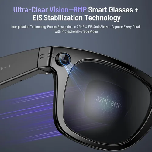 Vista 2 de Gafas inteligentes AI con cámara, audio de oído abierto