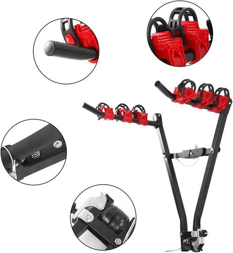 Vista 2 de Pissente Bike Carrier Trailer Hitch for 3 Bikes, Steel Construction, Foldable Design, Up to 60 Kg, Ideal for Family Trips and Outdoor Activities