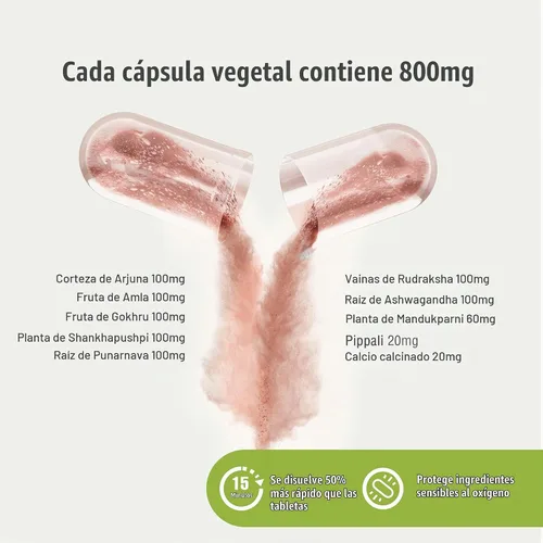 Vista 2 de Herbsforever Cardio-B Suplemento herbario ayurvédico 90 cápsulas vegetales 800 mg cada una