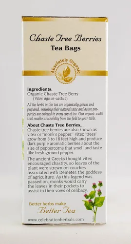 Vista 5 de Celebration Herbals Té orgánico de bayas de árbol casto, 24 bolsas