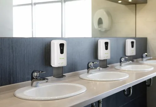 Vista 8 de Alpine Dispensador automático de desinfectante de manos, dispensador de jabón sin contacto con bandeja de goteo para restaurante, hospital, escuela