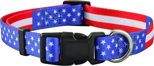 Vista 3 de Collar para perro con bandera estadounidense con pajarita, 4 de julio, para perros grandes, medianos y pequeños