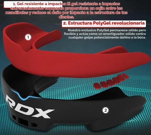Vista 3 de RDX Protector Bucal para Boxeo MMA Kickboxing Muay Thai Judo Karate - Protector de Mandíbula con Funda de Almacenamiento para Adultos, Artes Rojo