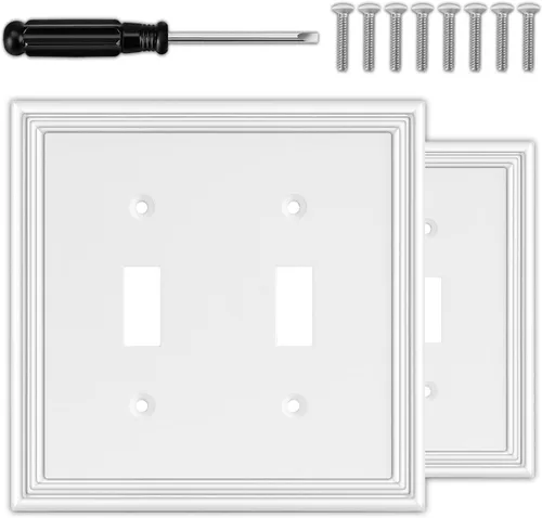 Vista 10 de Cubiertas Decorativas Blancas para Interruptores de Luz Combinados, Placa de Pared, Material Natural, Cubiertas de Salida de Placa de Interruptor