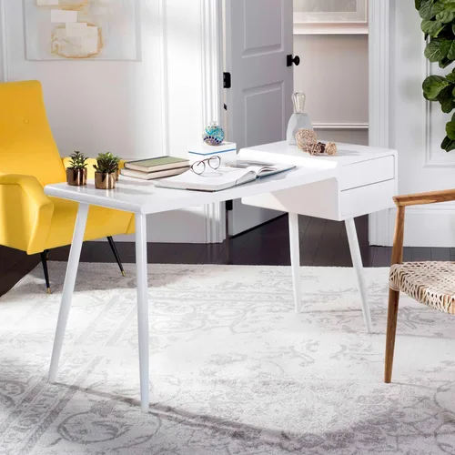 Vista 2 de Safavieh Home Collection Ferli Mid-Century - Escritorio escandinavo blanco con dos cajones