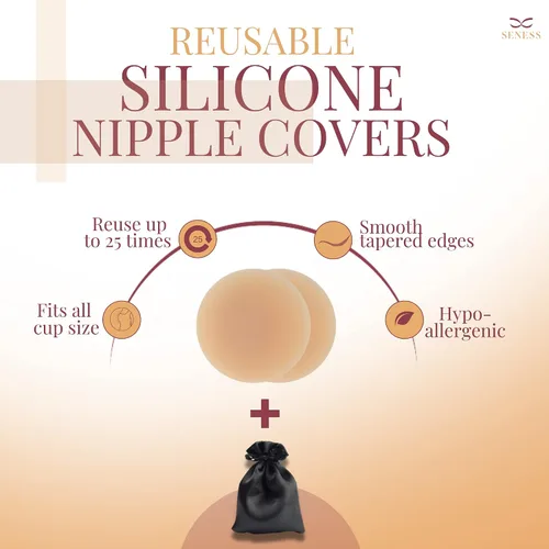 Vista 6 de SENESS Boob Tape with Pair of Nipple Cover Sticky Bra Boobtape, Strapless Bra, Backless Bra, Nipple Pasties, Body Tape