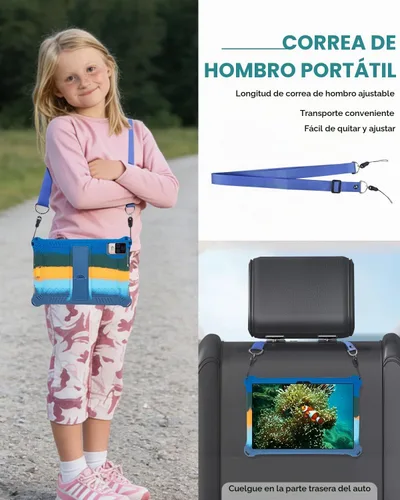 Vista 5 de DETUOSI Funda de silicona para tablet Okaysea de 10,1 pulgadas con lápiz stylus y correa para el hombro, funda con soporte multiángulo, funda suave