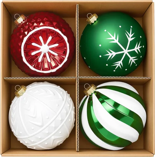 Vista 4 de SHareconn 30 bolas de árbol de Navidad de 2.36 pulgadas, adornos en blanco Blanco y negro