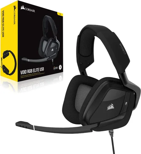 Vista 7 de Auriculares Corsair Void RGB Elite USB Premium para juegos con sonido envolvente 7.1, Carbon Negro
