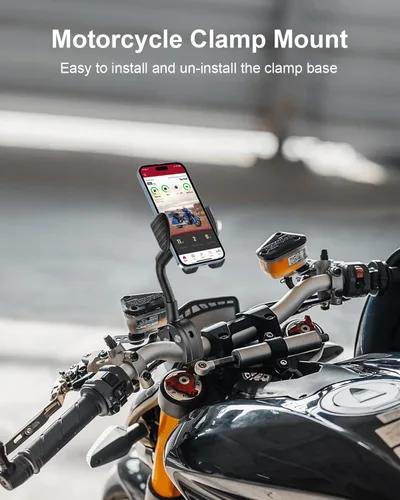 Vista 4 de Soporte de teléfono de cuello de cisne para bicicleta, soporte de teléfono para motocicleta, abrazadera de manillar ajustable giratoria de 360°