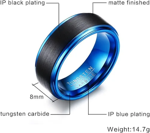 Vista 2 de MPRAINBOW Custom Engraving Men's Tungsten Carbide Ring Wedding Engagement Promise Universary Ring for Men,Men's Jewelry Gift
