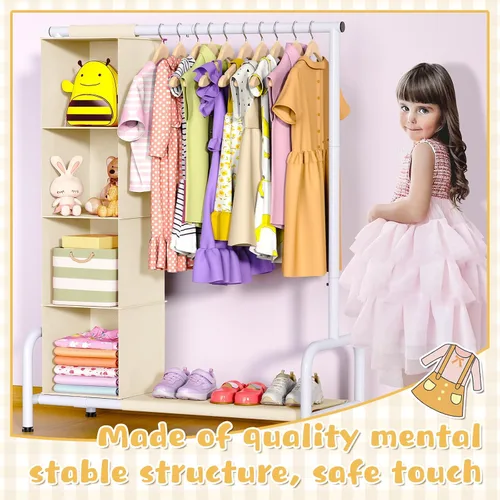 Vista 6 de Univivi Perchero para Ropa de Niños con Organizador Colgante, Almacenamiento de Vestidor Infantil para Colgar Ropa, Armario Guardarropa para Niños