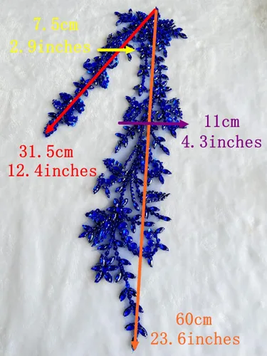 Vista 5 de Parches de lentejuelas brillantes de acrílico hechos a mano en encaje, con cuentas y piedras, para coser, accesorios para vestido de novia (negro)