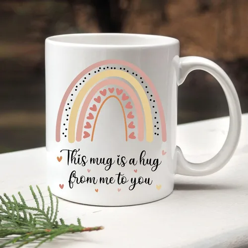 Vista 5 de Taza de regalo para mejor amiga, hermana, mamá, papá, esta taza es un abrazo de mí a ti, abrazo en una taza, Thinking Of You, taza novedosa