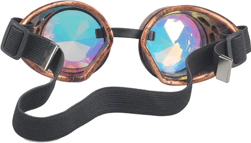 Vista 18 de Gafas caleidoscopio para raves trippy psicodélico steampunk con lentes de cristal de difracción de prisma arcoíris