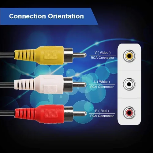 Vista 5 de SatelliteSale Cable compuesto de 3 machos a 3 machos RCA Audio Video AV Cable universal de PVC Negro Cable 3 pies