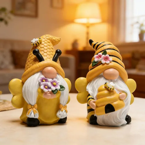 Vista 2 de Hodao Decoraciones de gnomos de jardín de primavera, gnomos de abeja de miel, decoración del Día Mundial de las Abejas, Regalos - Figura de enano
