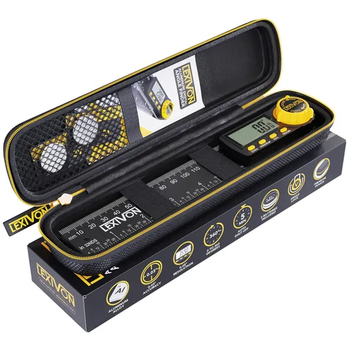 Vista 8 de LEXIVON Medidor de Ángulo Digital de Aluminio, Transportador Multiusos de 180mm/7 Pulgadas, Incluye Pantalla XL y Bolsa Resistente con Cremallera