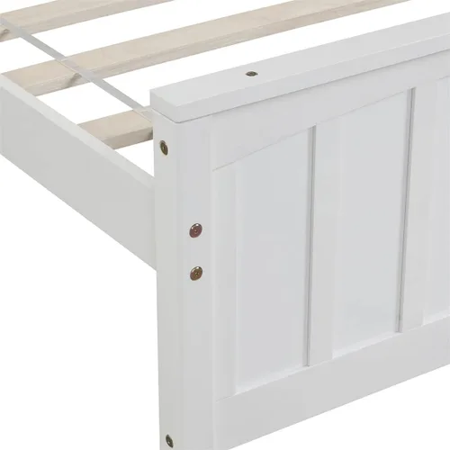 Vista 5 de Marco de cama de plataforma de tamaño individual, cama de plataforma de madera con cabecera y soporte de listones, muebles de dormitorio para niños