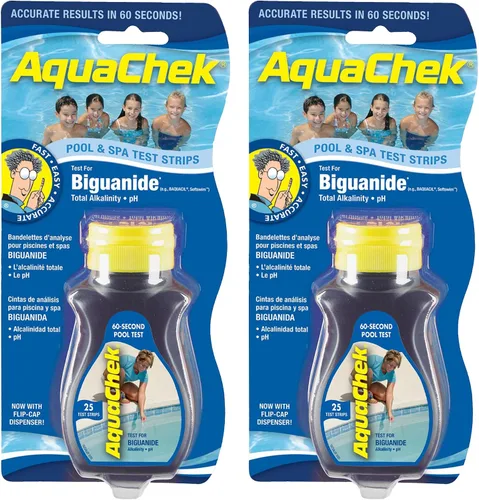 Vista 2 de AquaChek 561625A Tira de prueba de biguanida azul para piscinas, color negro