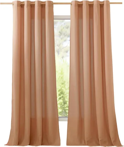 Vista 210 de NICETOWN - Cortinas de lino angora para ventana de cocina sobre el fregadero, con ojales, lino grueso angora, tratamientos cortos para ventanas