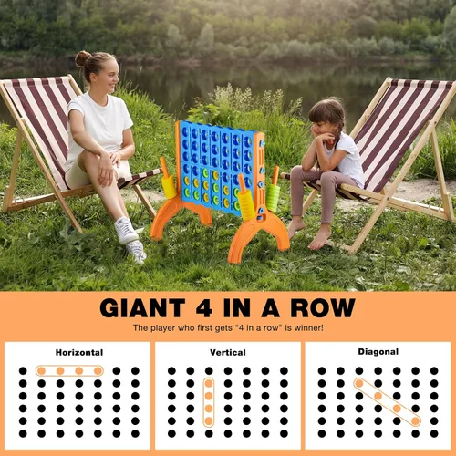 Vista 2 de Ayeboovi - Juego gigante de 4 en fila, juego de patio Jumbo de 4 a puntuación para niños y adultos, juego de conexión familiar para fiestas