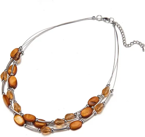 Vista 4 de Collar a capas con cristal para mujer, gargantilla con cadena de plata gruesa, regalo de cumpleaños para mujer