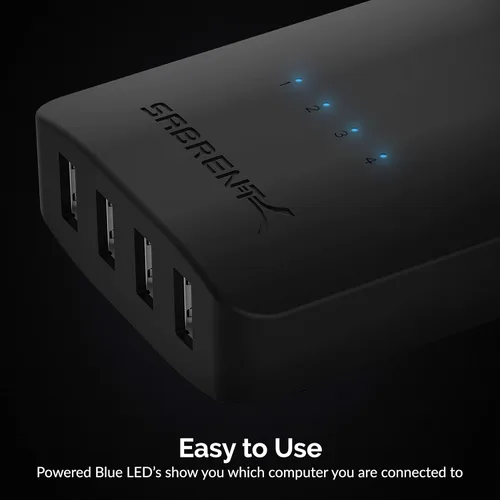 Vista 14 de SABRENT Interruptor para compartir USB 2.0 para 4 computadoras, indicadores