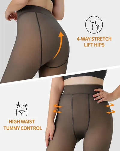 Vista 2 de Ibeauti Mallas térmicas translúcidas con forro polar para mujer