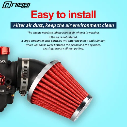 Vista 3 de Nibbi Filtro de aire para motocicleta, filtro de aire de 42 mm para moto de cross, mini moto, moto Pit, motocross, GY6, ATV