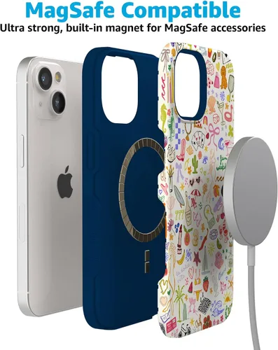 Vista 3 de Casely Funda para iPhone 15 Plus Todas las cosas divertidas Diversión en días laborables Diseño protector audaz Compatible con MagSafe