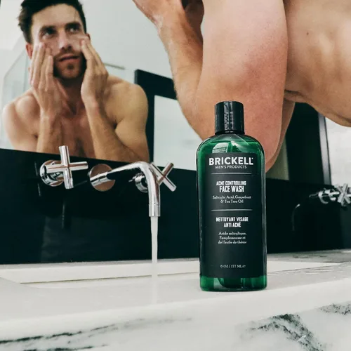 Vista 4 de Brickell - Jabón facial para acné para hombres, lavado facial para acné para limpiar la piel y eliminar el acné, elimina brotes, con 2% de ácido
