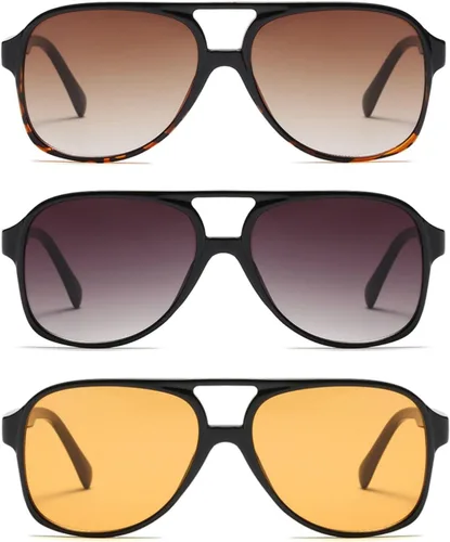 Vista 28 de Freckles Mark Lentes de sol clásicos estilo retro de los años 70 para mujeres y hombres, montura estilo aviador, cuadrada, grande y de moda
