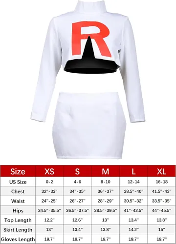 Vista 6 de DAZCOS Disfraz de anime para mujer, talla estadounidense, con guantes y calcetines, Blanco