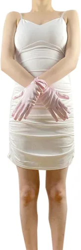 Vista 31 de Vestido de novia de satén para mujer, fiesta de ópera, guantes de los años 20, guantes hasta la muñeca