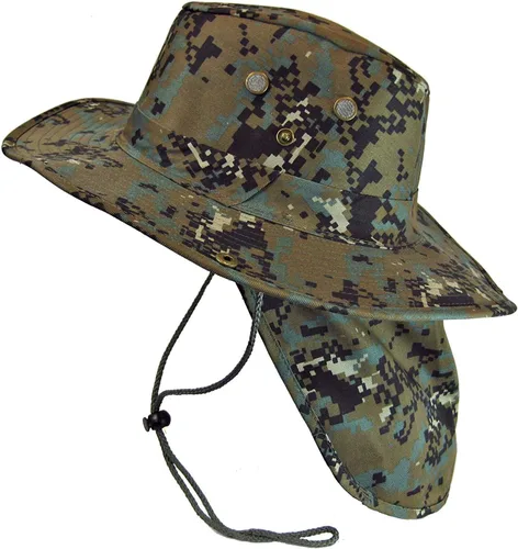 Vista 9 de Mrlahat Sombrero de protección solar de verano con ala ancha para safari al aire libre con solapa ancha para orejas y cuello Negro
